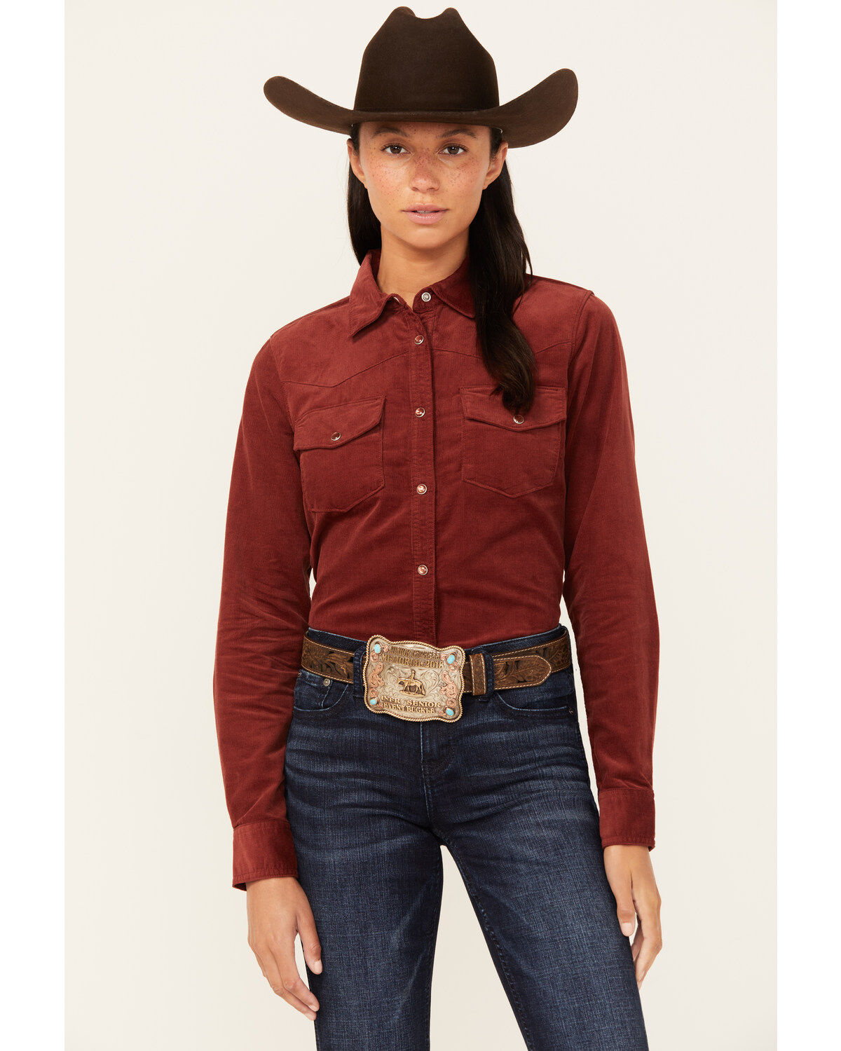 Shyanne Women's Maplewood Long Sleeve Pearl Snap Corduroy Shirt