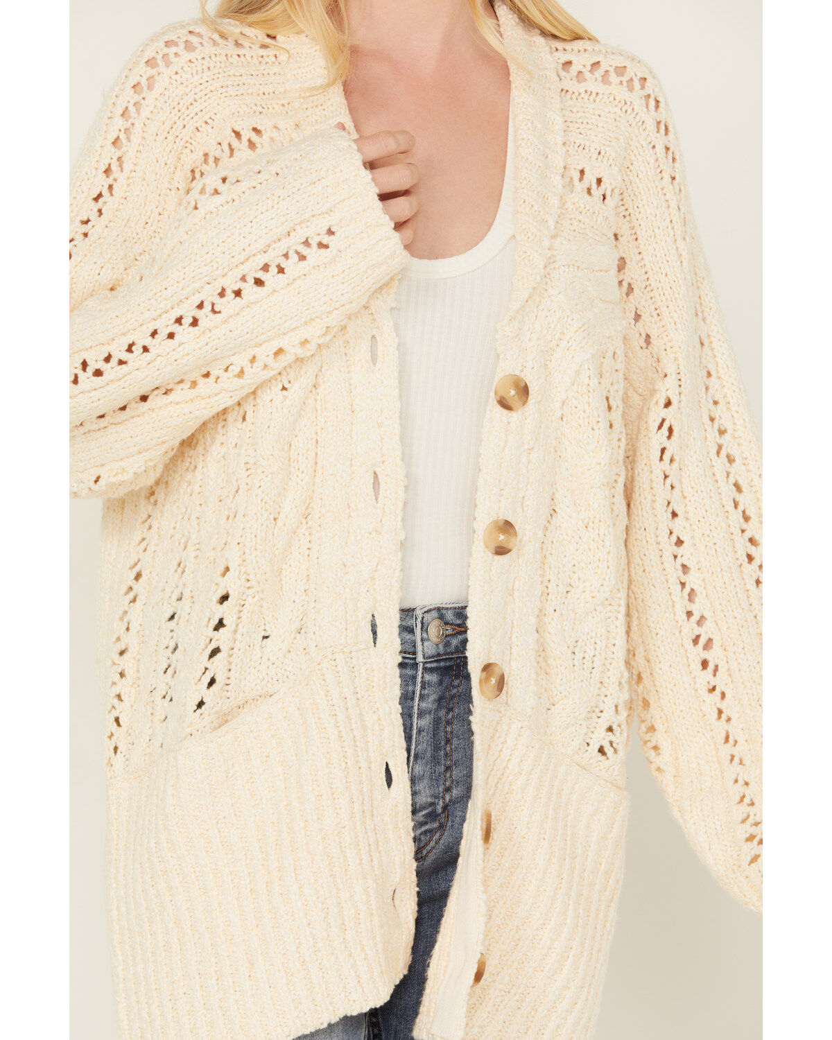 Free People Women's Cable Knit Button-Down Cardigan