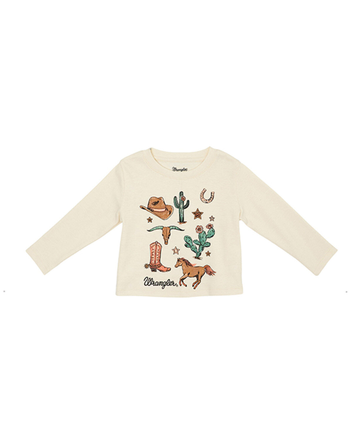 Wrangler Toddler Girls' Conversational Long Sleeve Graphic Shirt