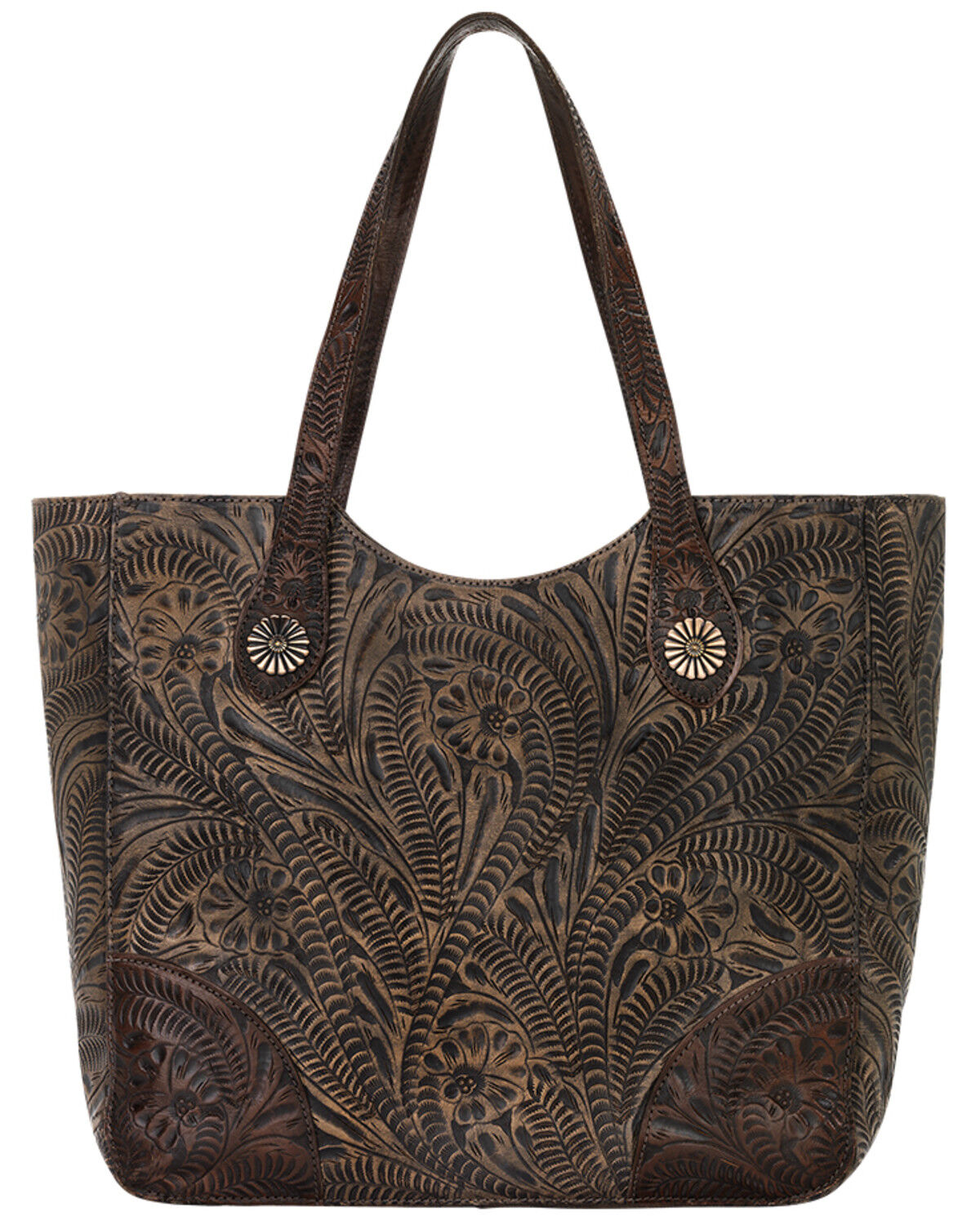 American West Women's Annie's Secret Collection Brown Distressed Large Zip Top Tote