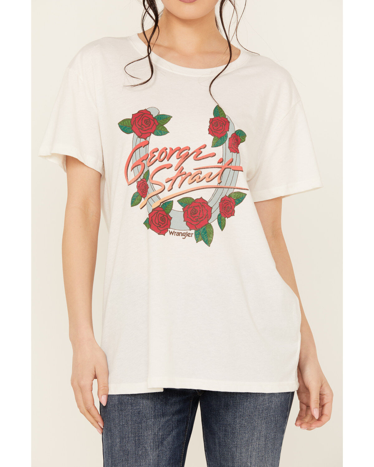 Wrangler Women's George Strait Floral Short Sleeve Graphic Tee