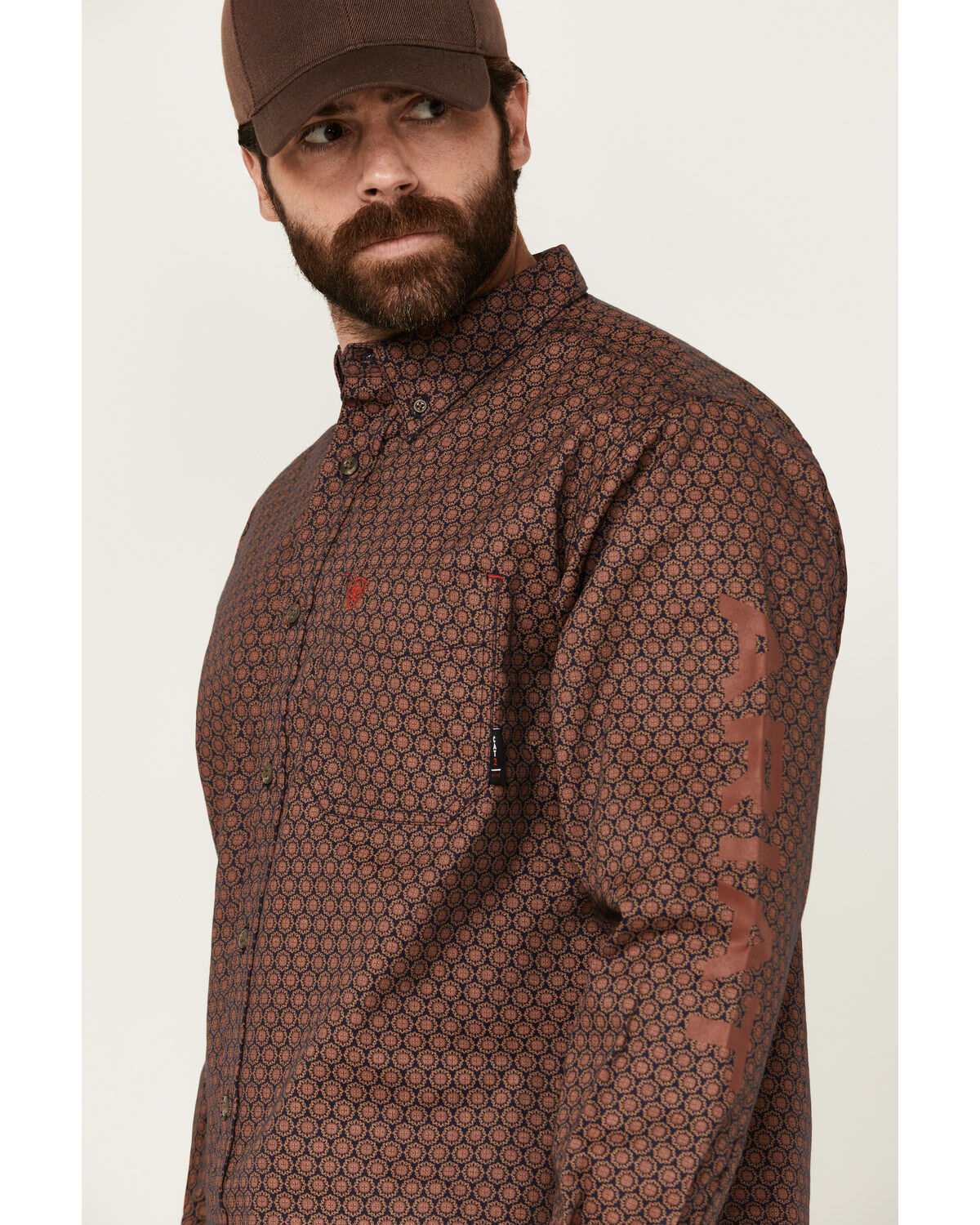 Ariat Men's FR Adirondack Geo Print Long Sleeve Button-Down Western Work Shirt