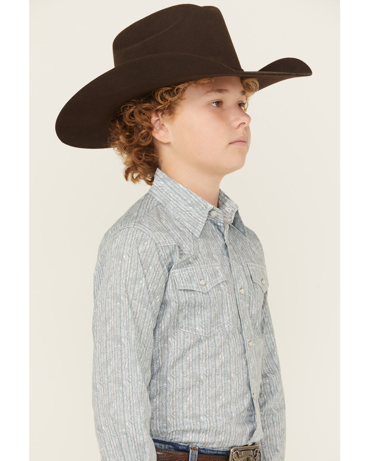 Wrangler 20X Boys' Paisley Print Long Sleeve Snap Stretch Western Shirt