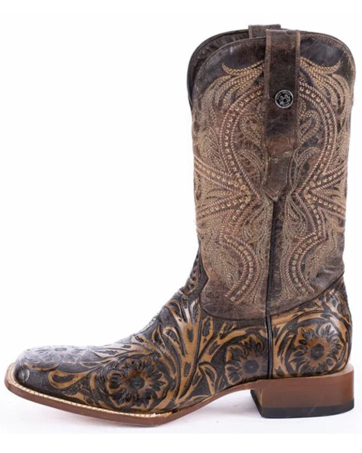 Tanner Mark Men's Hand Tooled Western Boots - Broad Square Toe