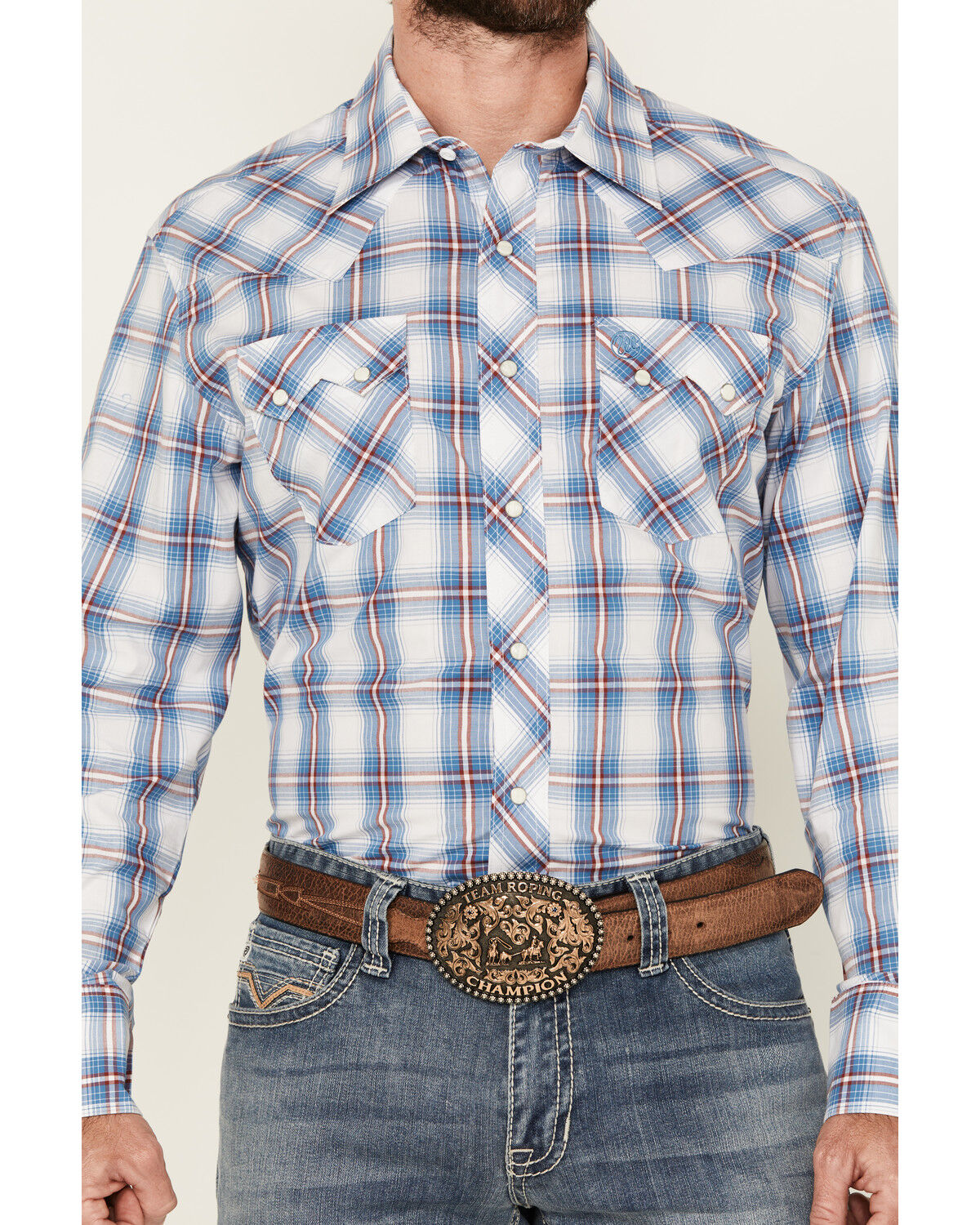Wrangler Retro Men's Plaid Print Long Sleeve Snap Western Shirt