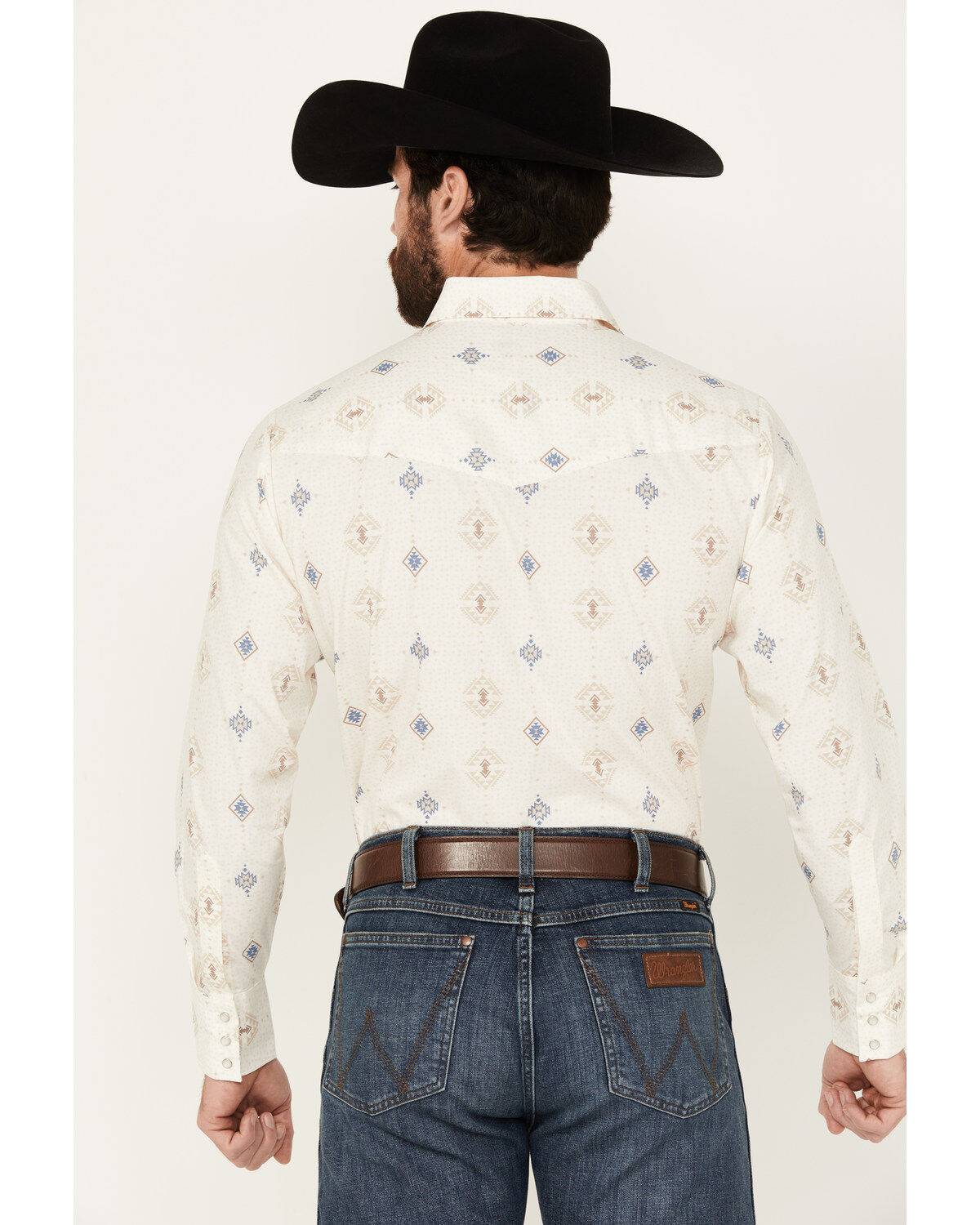 Ely Walker Men's Southwestern Print Long Sleeve Pearl Snap Western Shirt