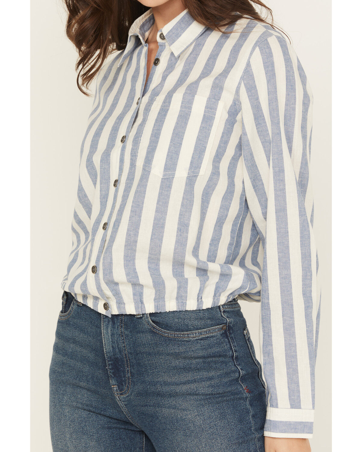 Cleo + Wolf Women's Erica Striped Print Long Sleeve Button-Down Western Shirt