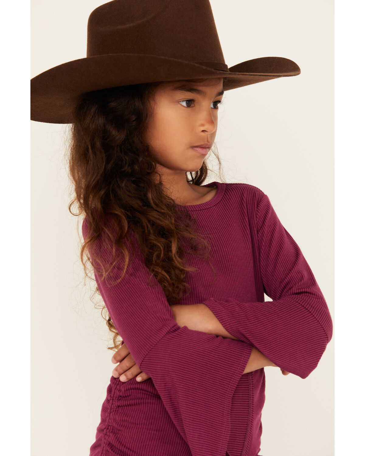 Shyanne Girls' Bell Sleeve Ruched Side Top