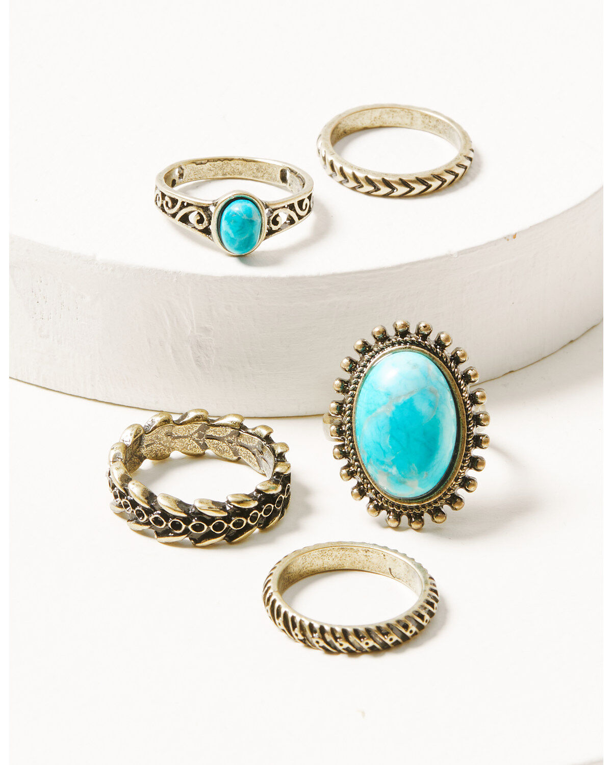 Shyanne Women's 5-piece Gold & Turquoise Ring Set
