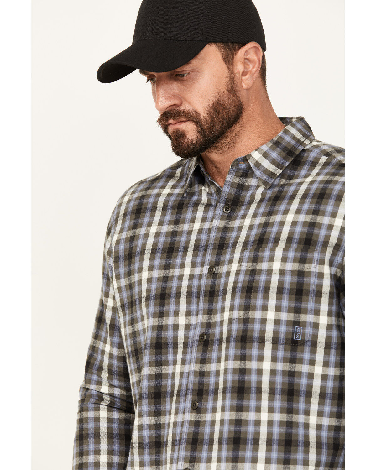 Brothers and Sons Men's Plaid Print Long Sleeve Button Down Shirt