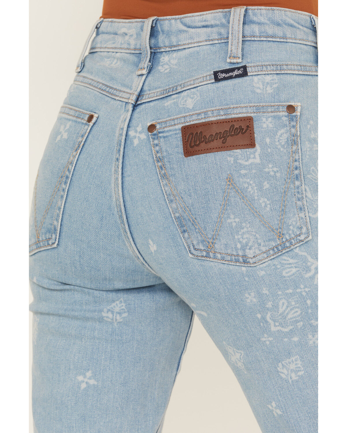 Wrangler Retro Women's Bailey High Rise Paisley Print Flare Stretch Denim Jeans