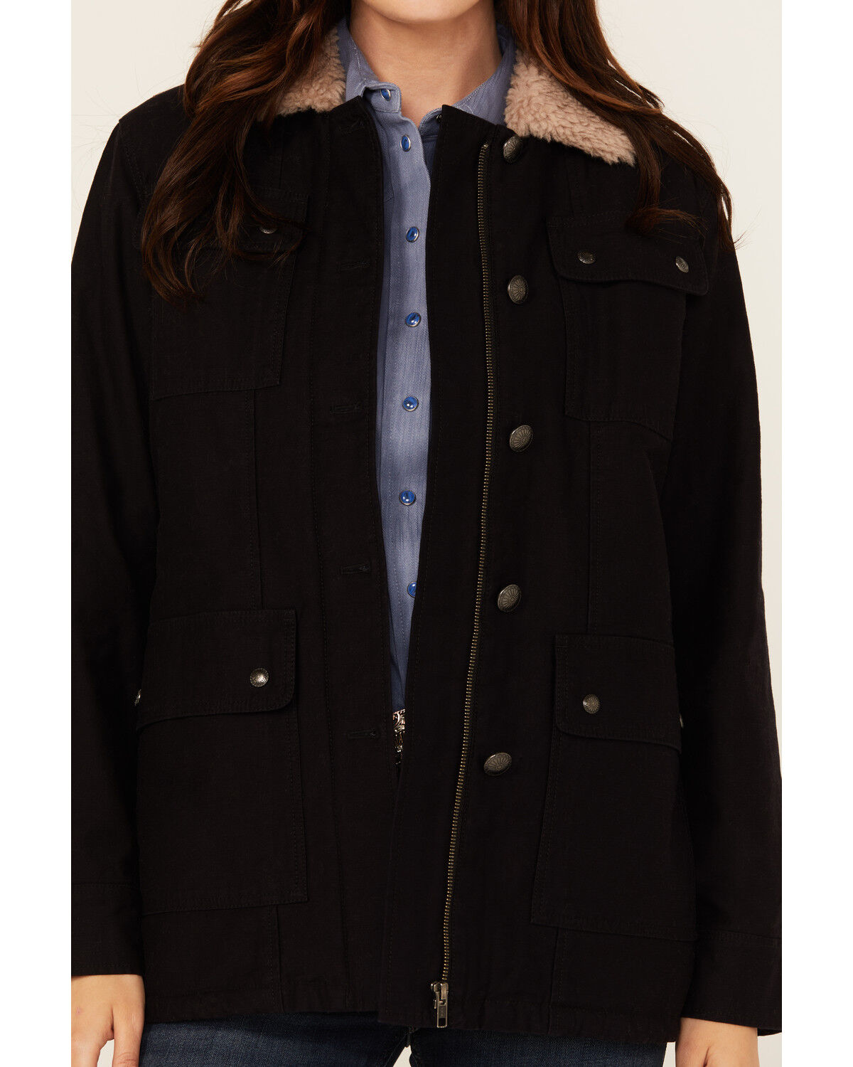 Shyanne Women's Canvas Sherpa Lined Button-Down Jacket