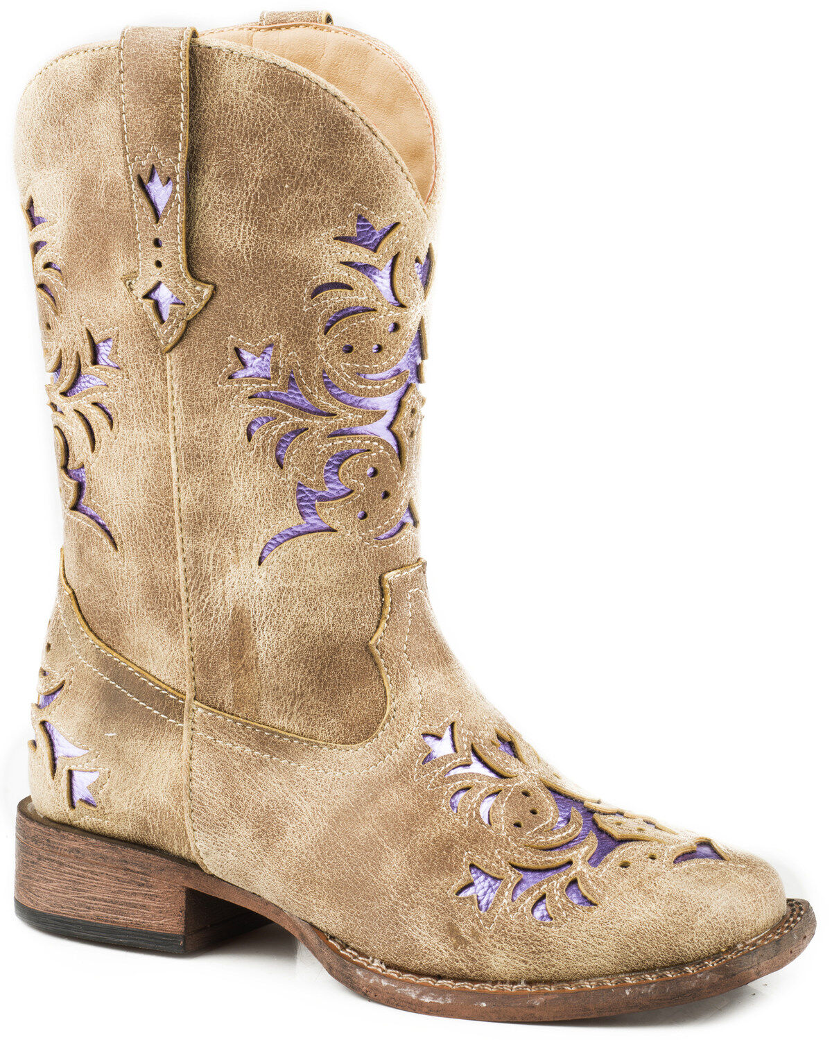 Roper Girls' Lola Metallic Underlay Western Boots - Square Toe