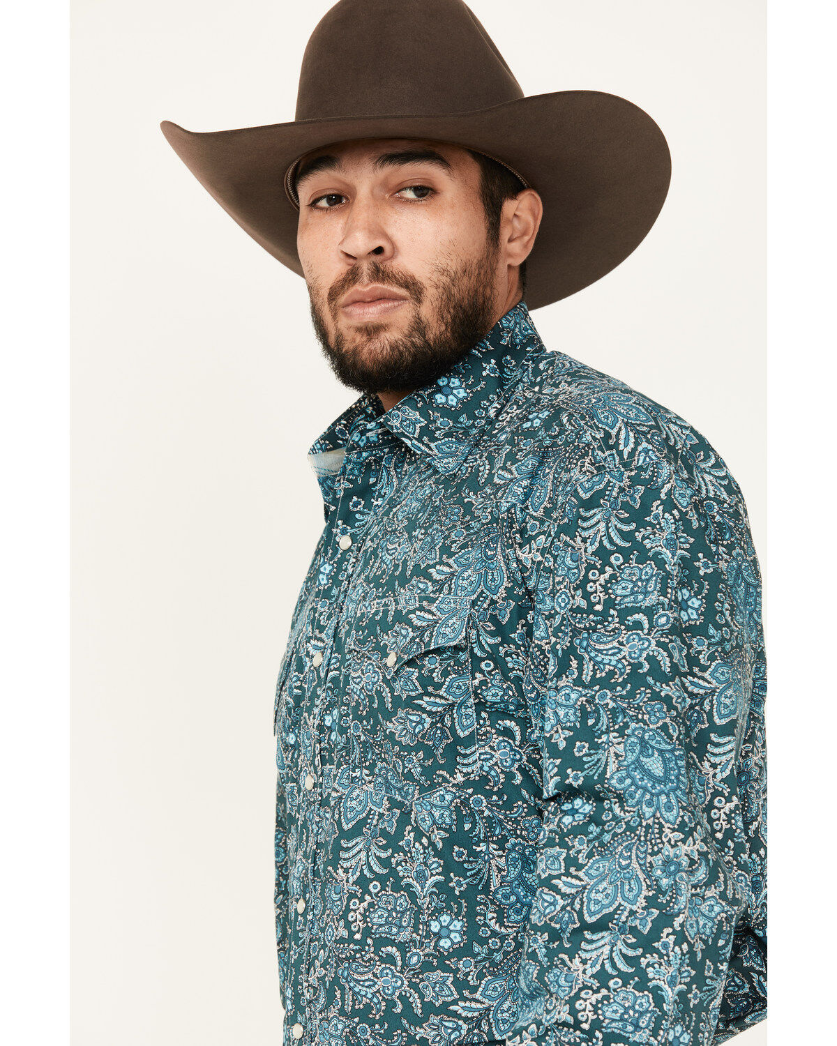 Stetson Men's Floral Print Long Sleeve Pearl Snap Western Shirt
