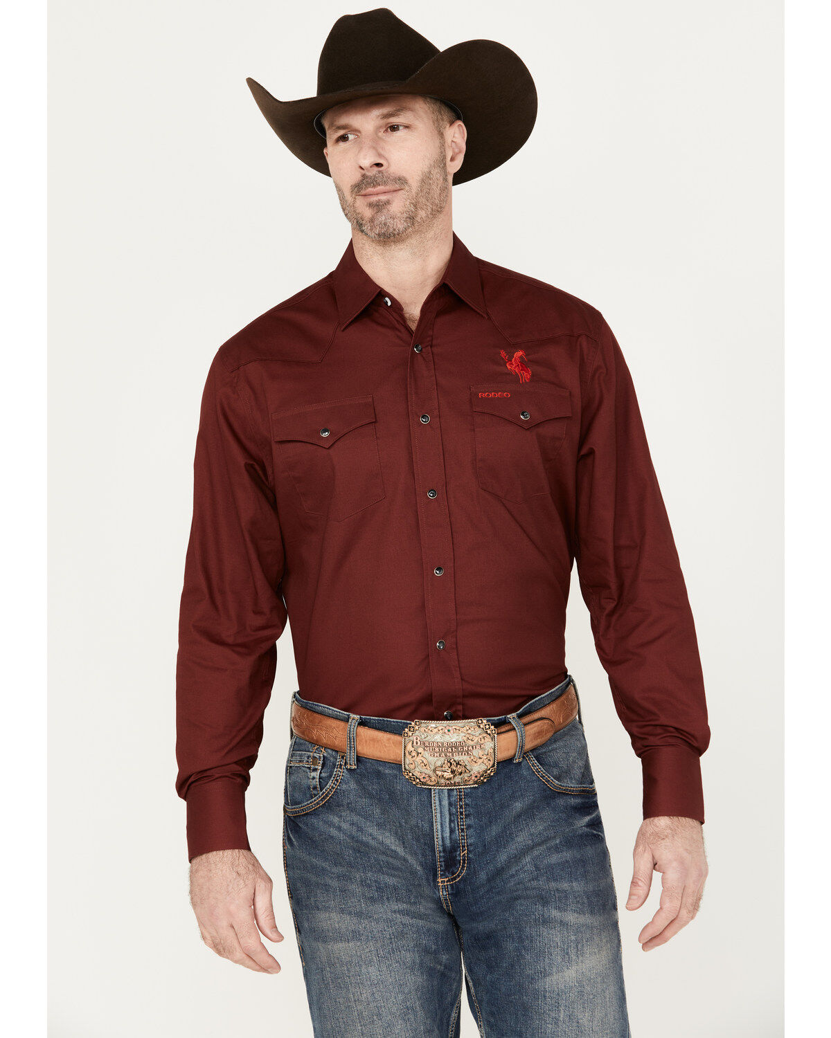 Rodeo Clothing Men's Mexico Logo Long Sleeve Snap Western Shirt