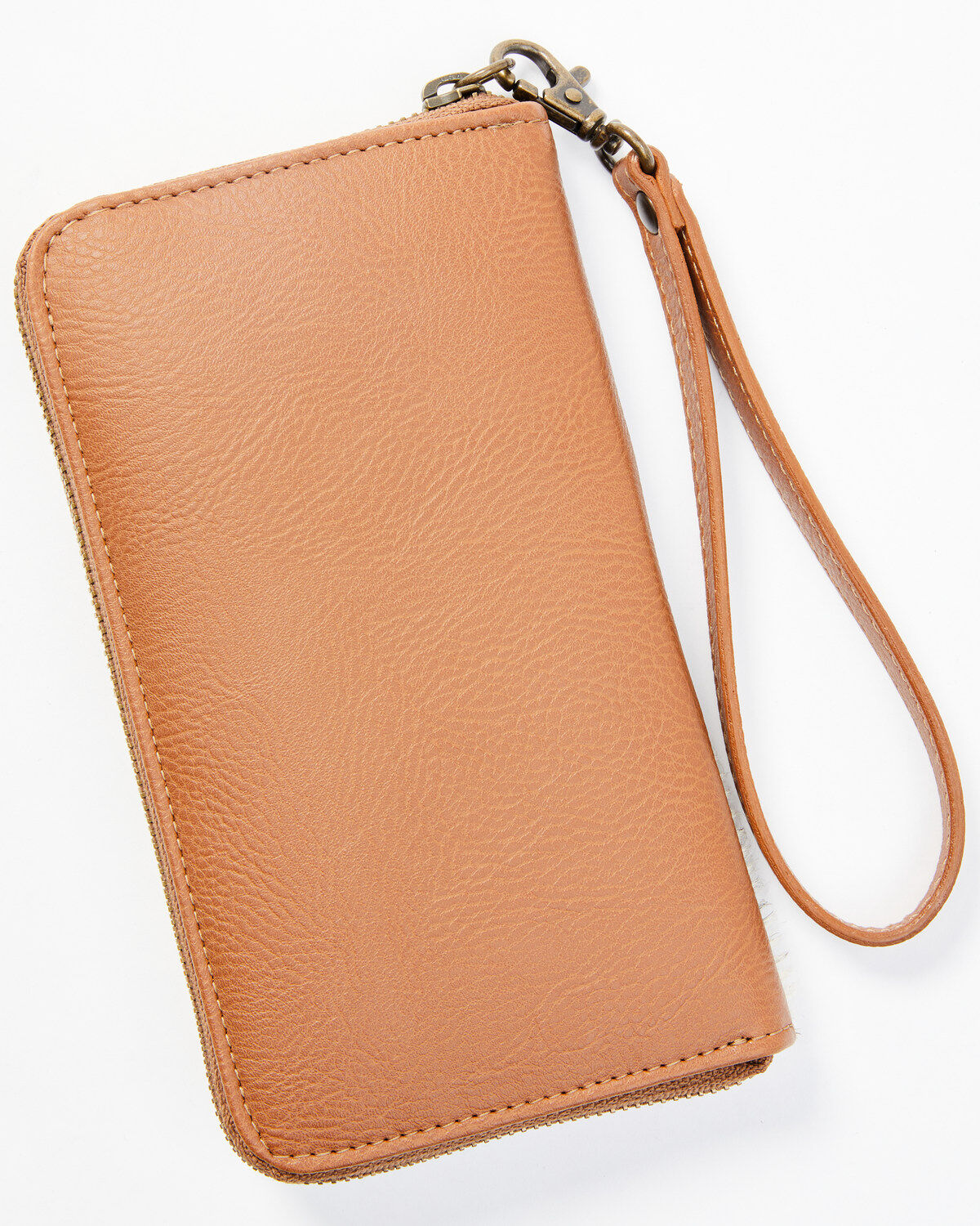 Shyanne Women's Brown Patchwork Hair-On & Tooled Wristlet Wallet