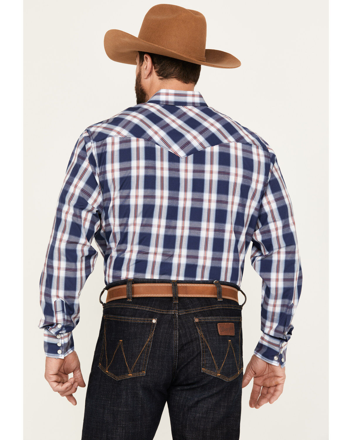 Rodeo Clothing Men's Plaid Print Long Sleeve Pearl Snap Western Shirt