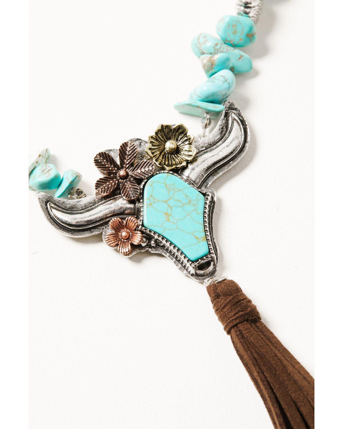 Shyanne Women's Cactus Rose Longhorn Tassel Necklace
