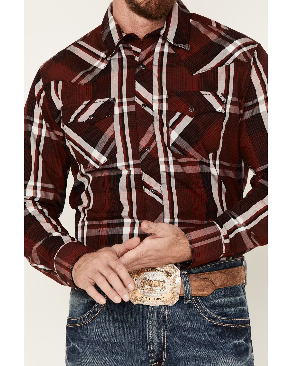 Wrangler Men's Plaid Print Long Sleeve Snap Western Shirt