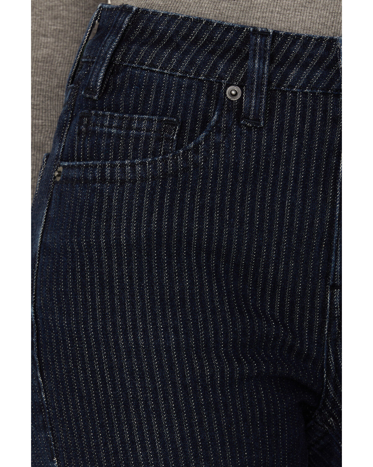 Rock & Roll Denim Women's Dark Wash High Rise Jacquard Striped Striped Bootcut Stretch Denim Jeans
