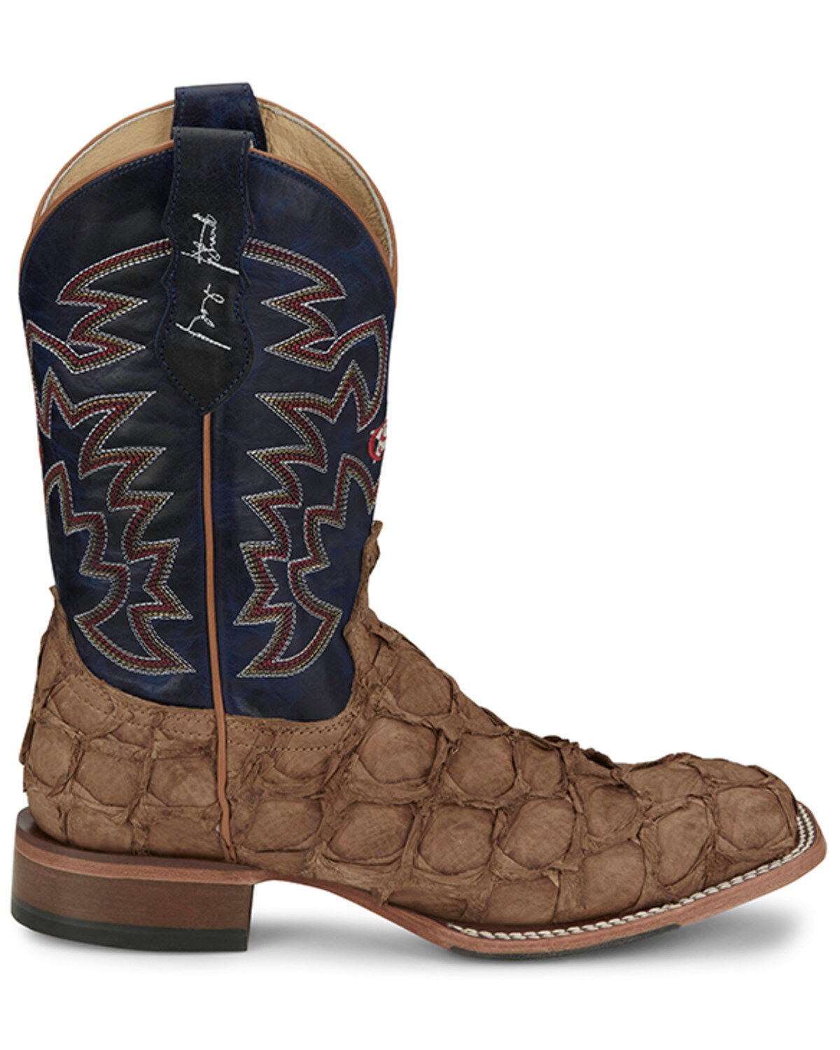 Justin Men's Ocean Front Exotic Pirarucu Western Boots - Broad Square Toe