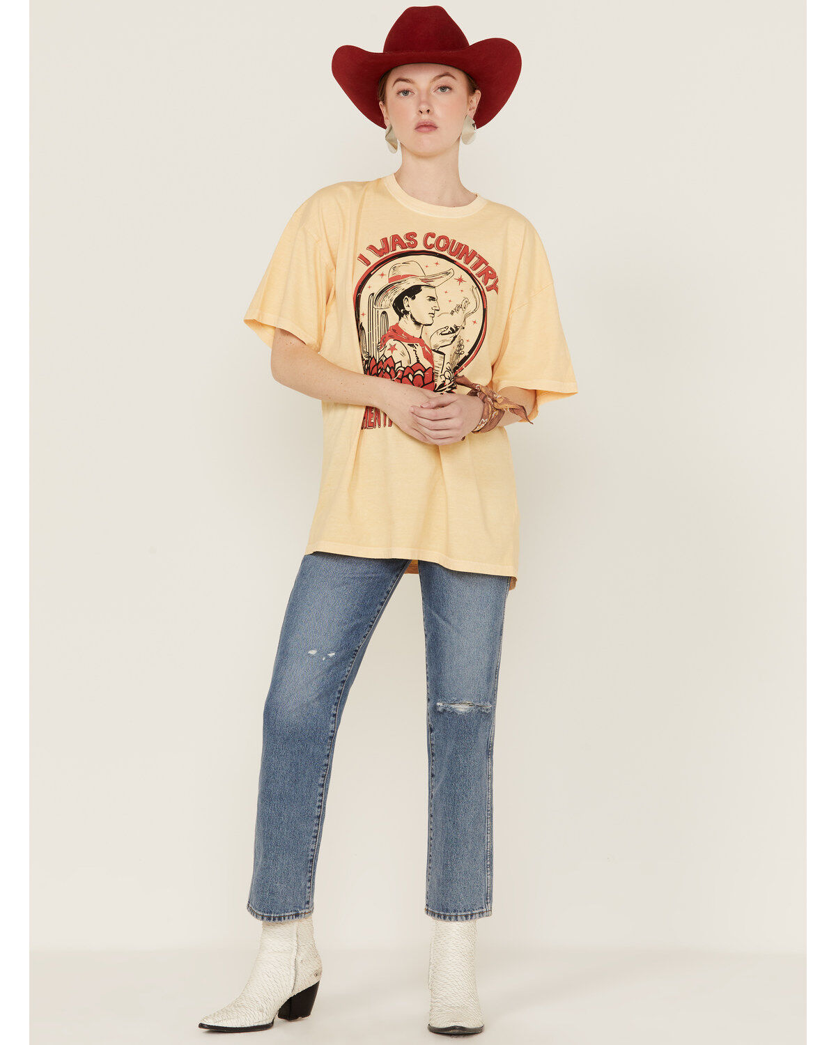 Country Deep Women's I Was Country When It Wasn't Cool Oversized Graphic Tee