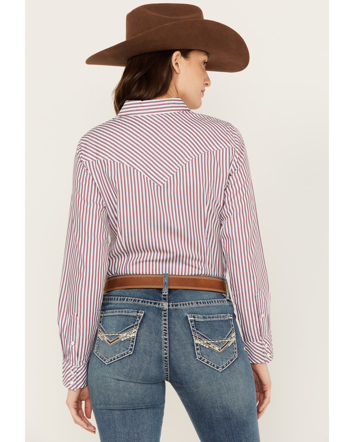 Wrangler Women's Striped Long Sleeve Snap Western Shirt
