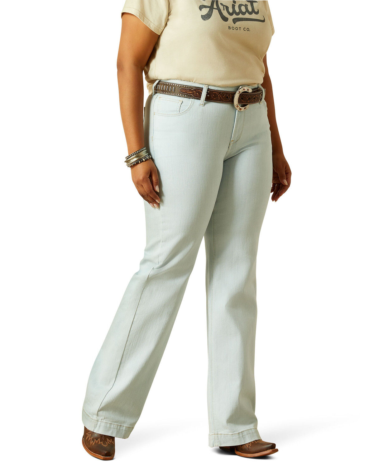 Ariat Women's R.E.A.L. Jordyn Light Wash Perfect Rise Trouser Stretch Denim Jeans - Plus