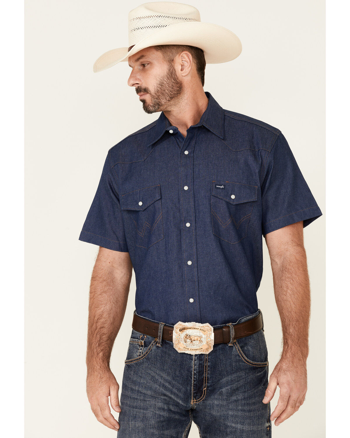 Wrangler Men's Solid Twill Short Sleeve Work Shirt