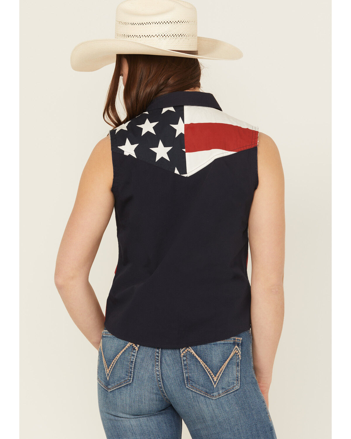 Shyanne Women's Americana Print Bubba Sleeveless Snap Western Shirt