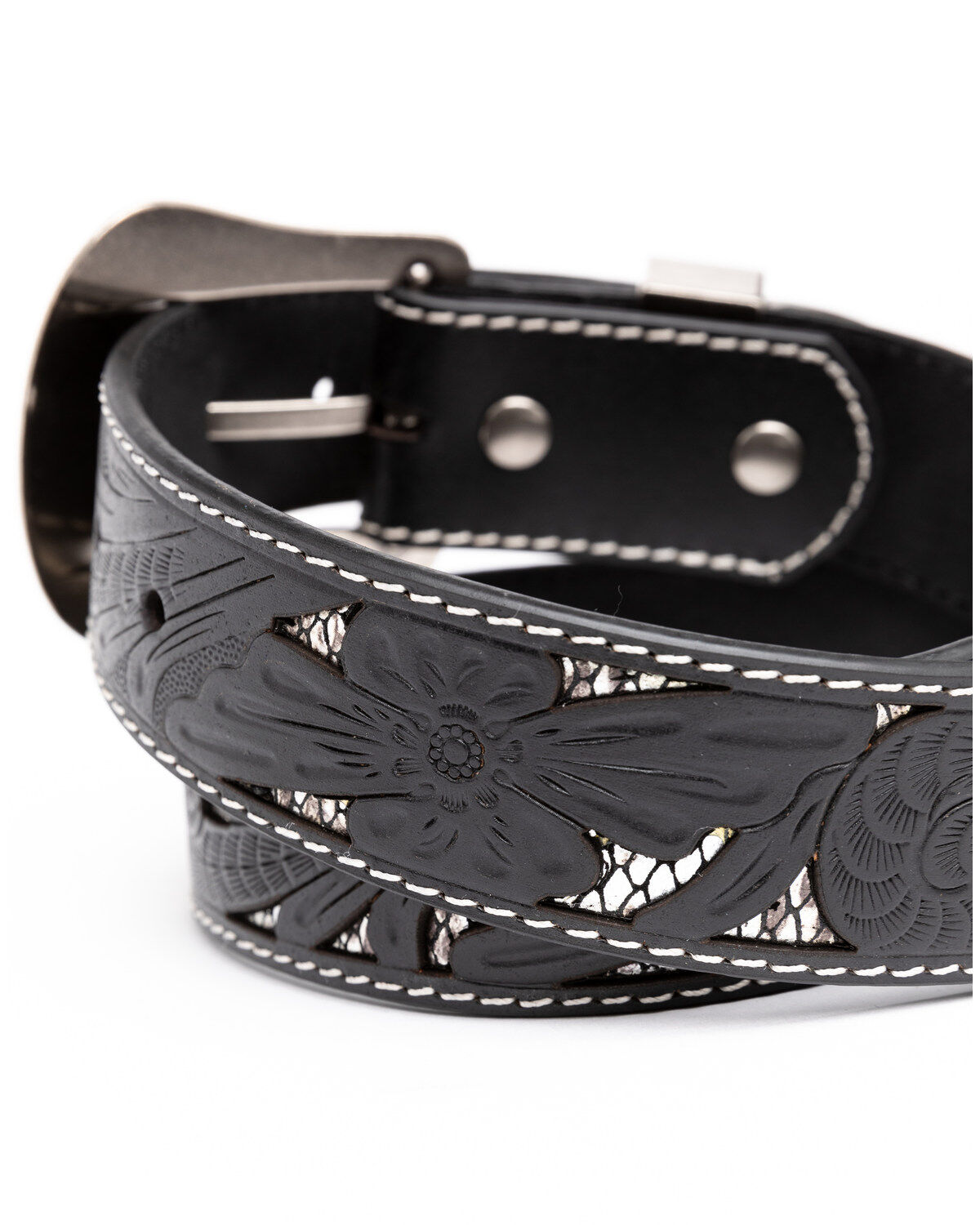 Shyanne Women's Tooled Floral Cut Out Underlay Western Belt