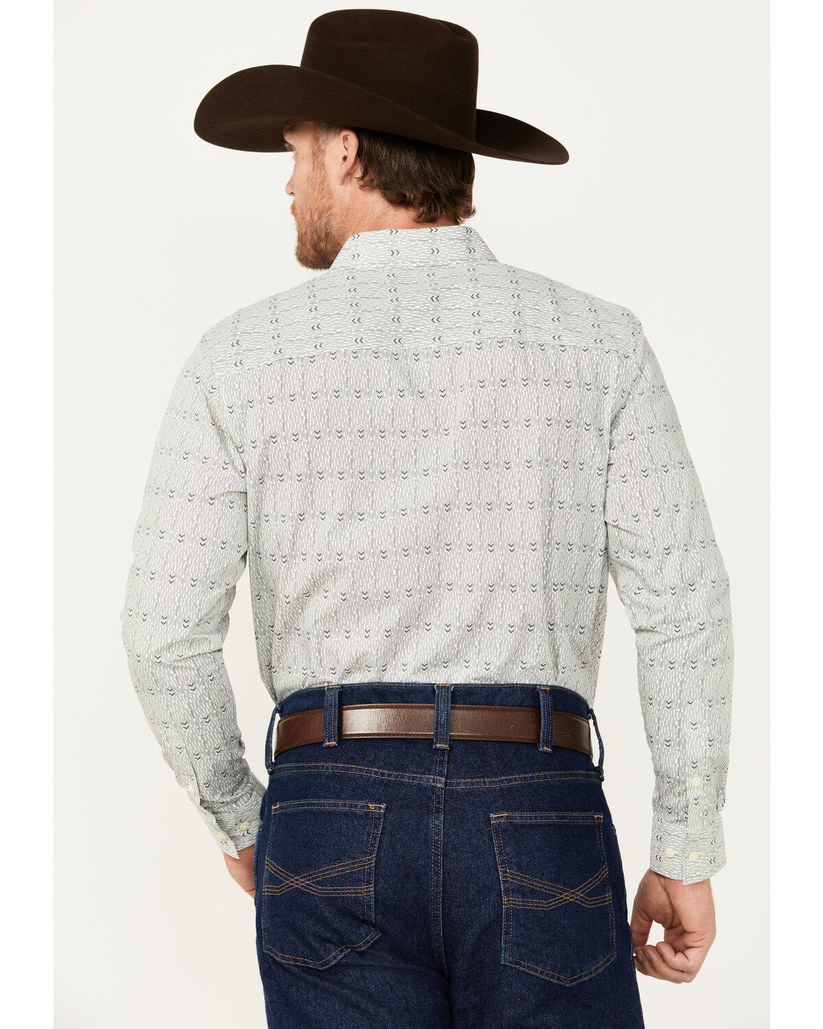 Gibson Trading Co Men's Arrow Down Southwestern Striped Print Long Sleeve Button-Down Western Shirt