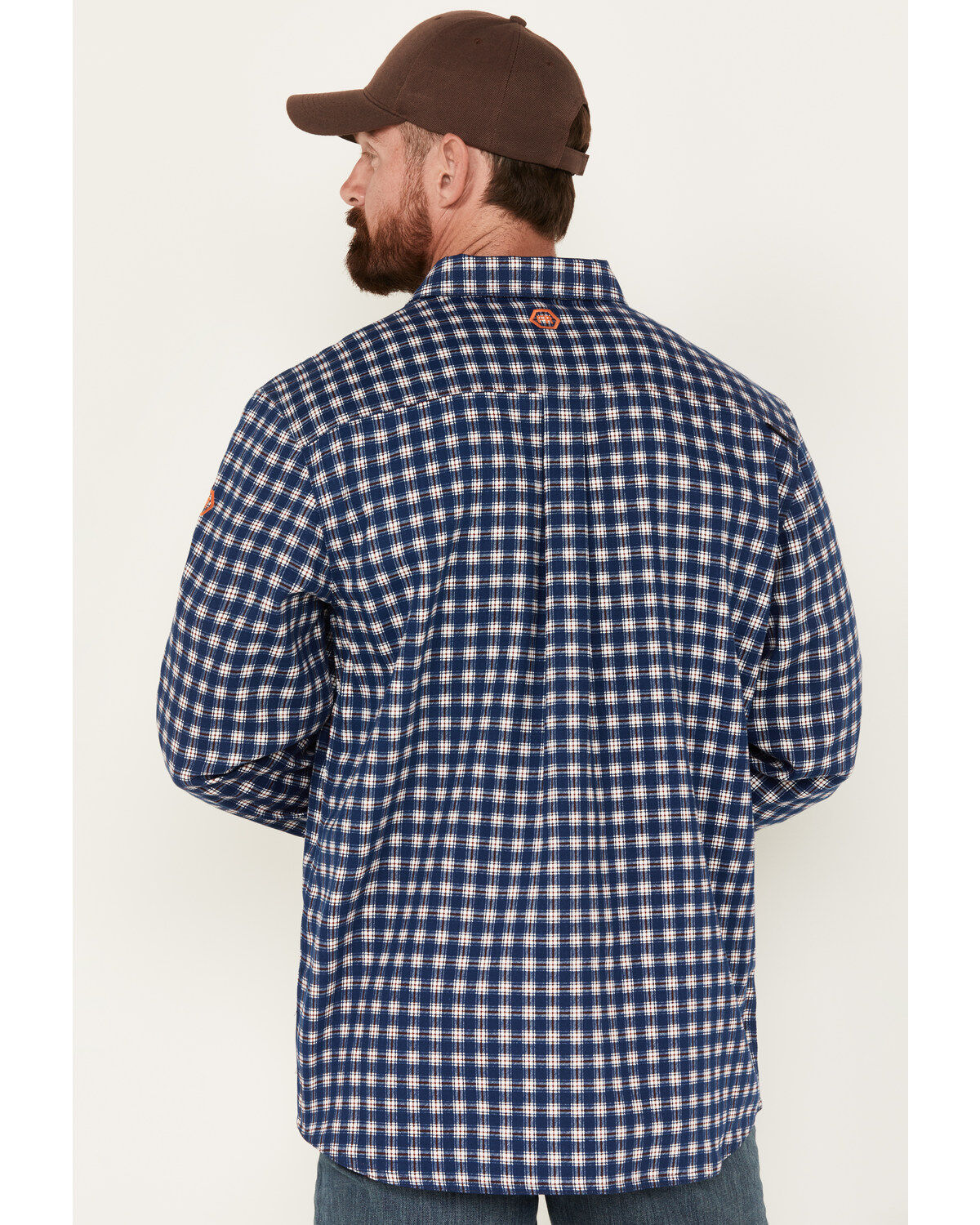 Hawx Men's FR Plaid Print Lightweight Button-Down Stretch Work Shirt