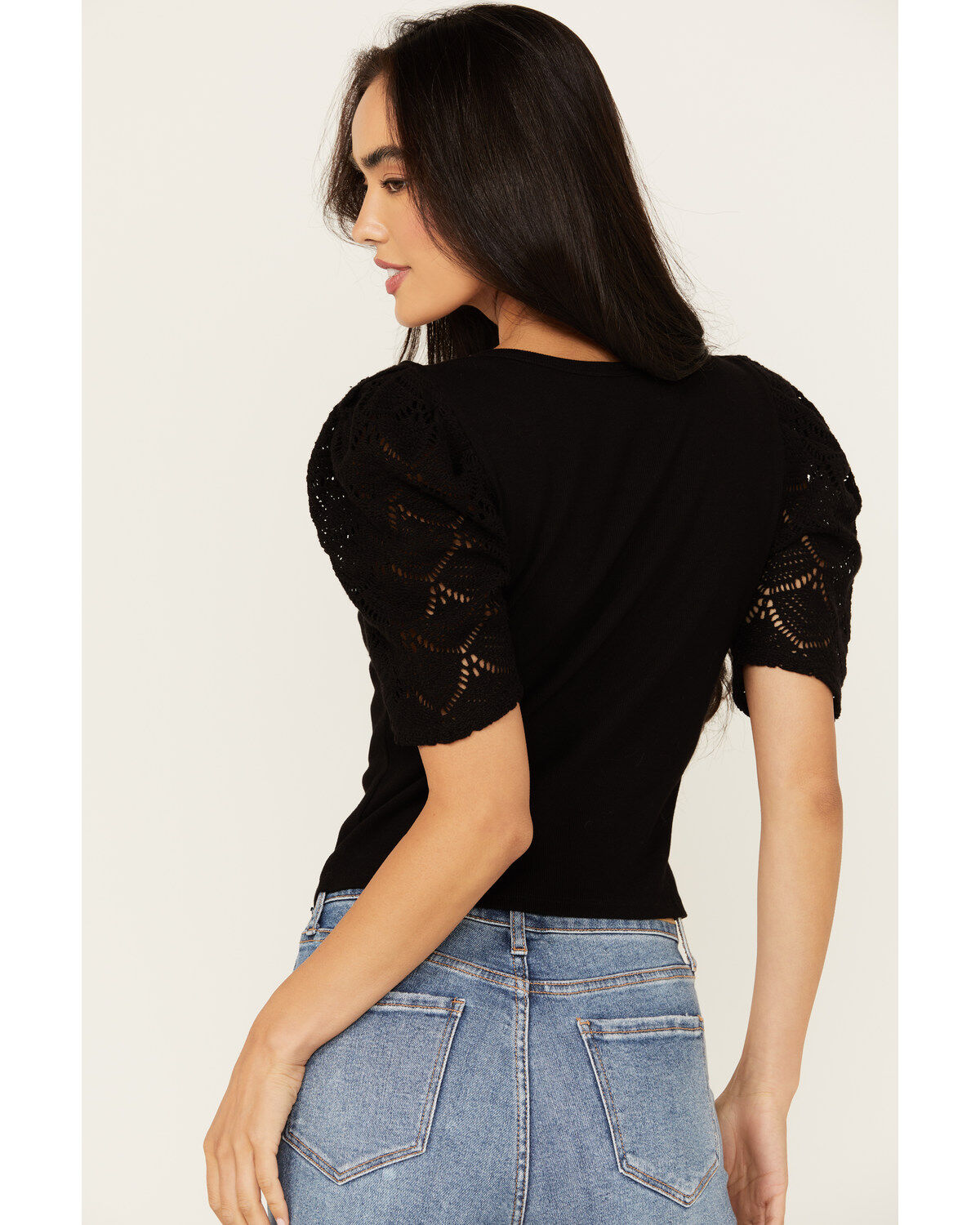 Shyanne Women's Crochet Sleeve Top