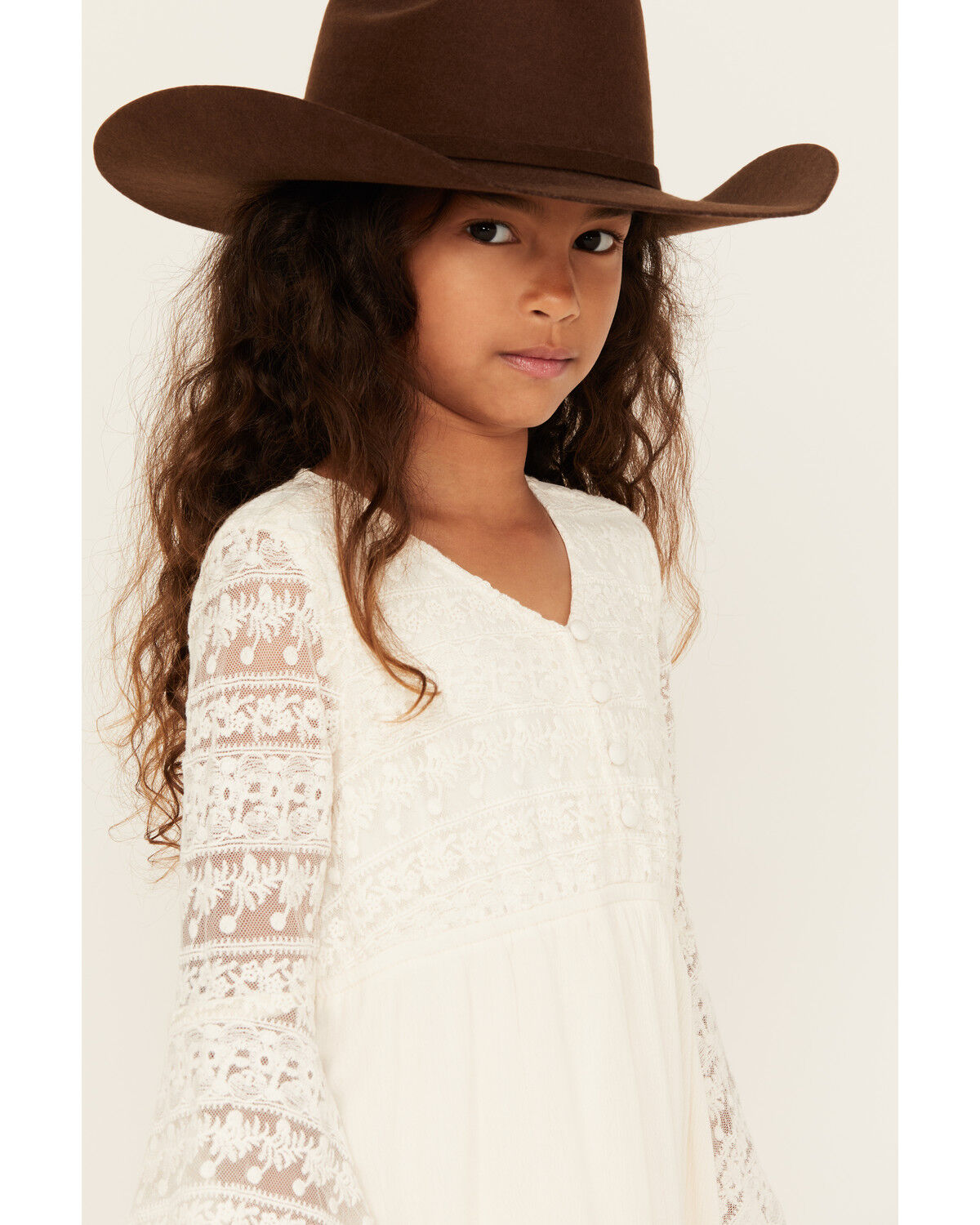 Shyanne Girls' Lace Long Sleeve Button-Down Mini Dress