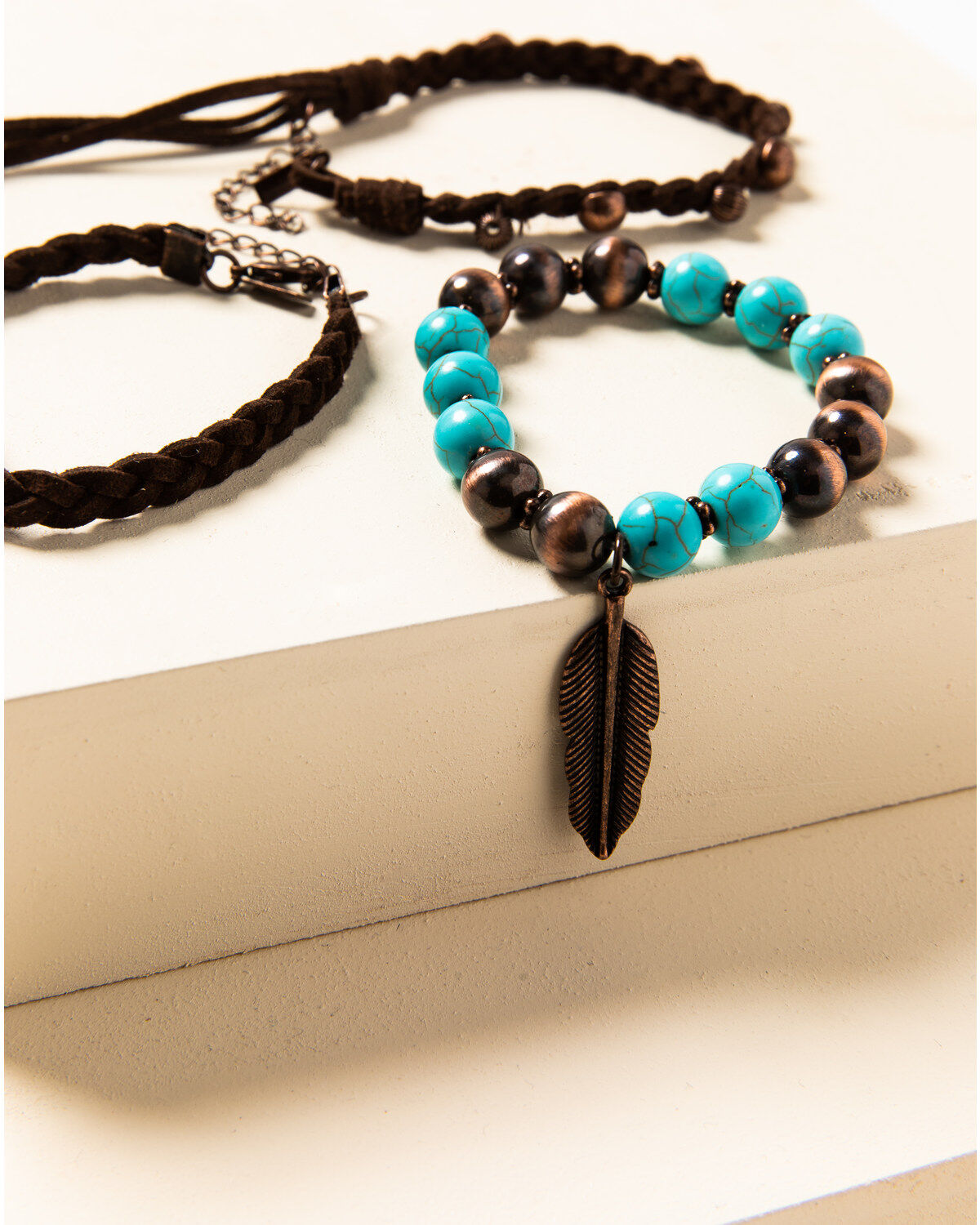 Shyanne Women's Willow Moon Leather Beaded Bracelet Set