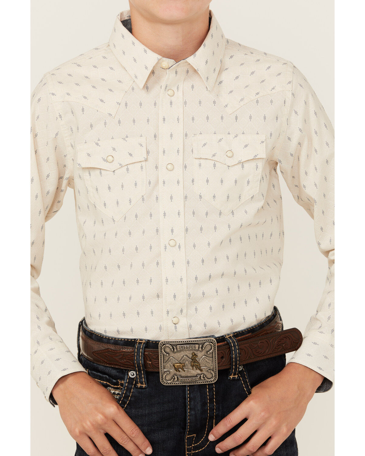 Cody James Boys' Mirage Geo Print Long Sleeve Snap Western Shirt