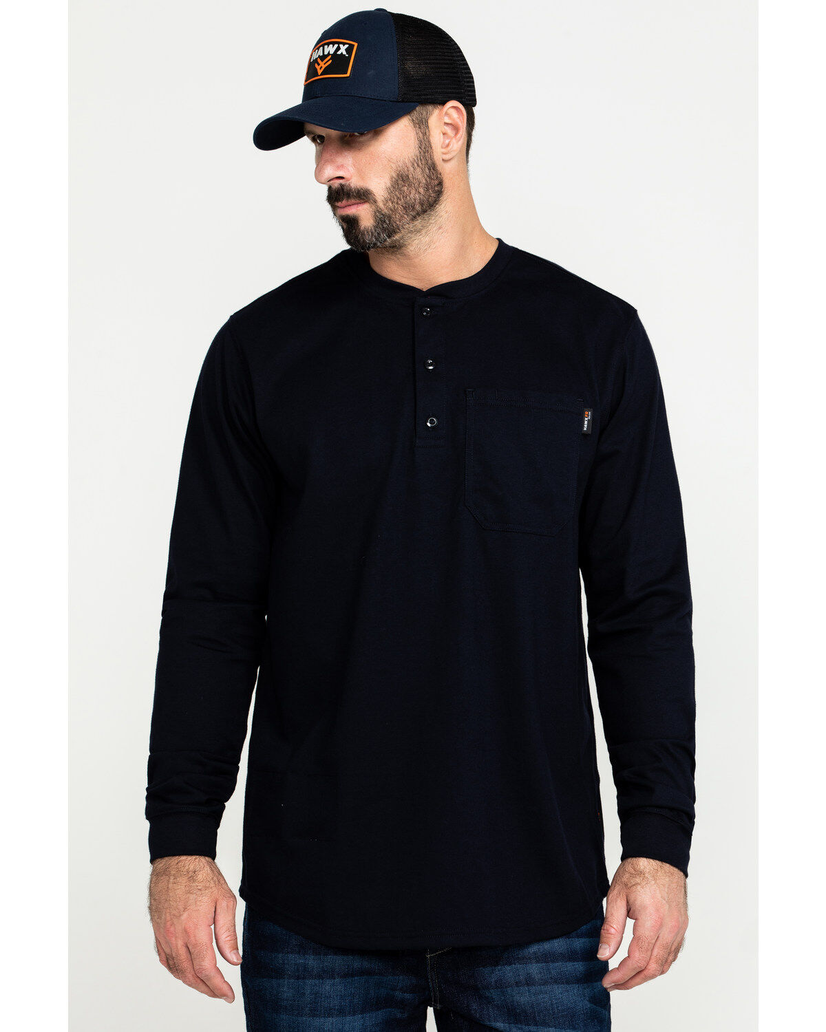 Hawx Men's FR Solid Long Sleeve Pocket Henley Work Shirt - Big