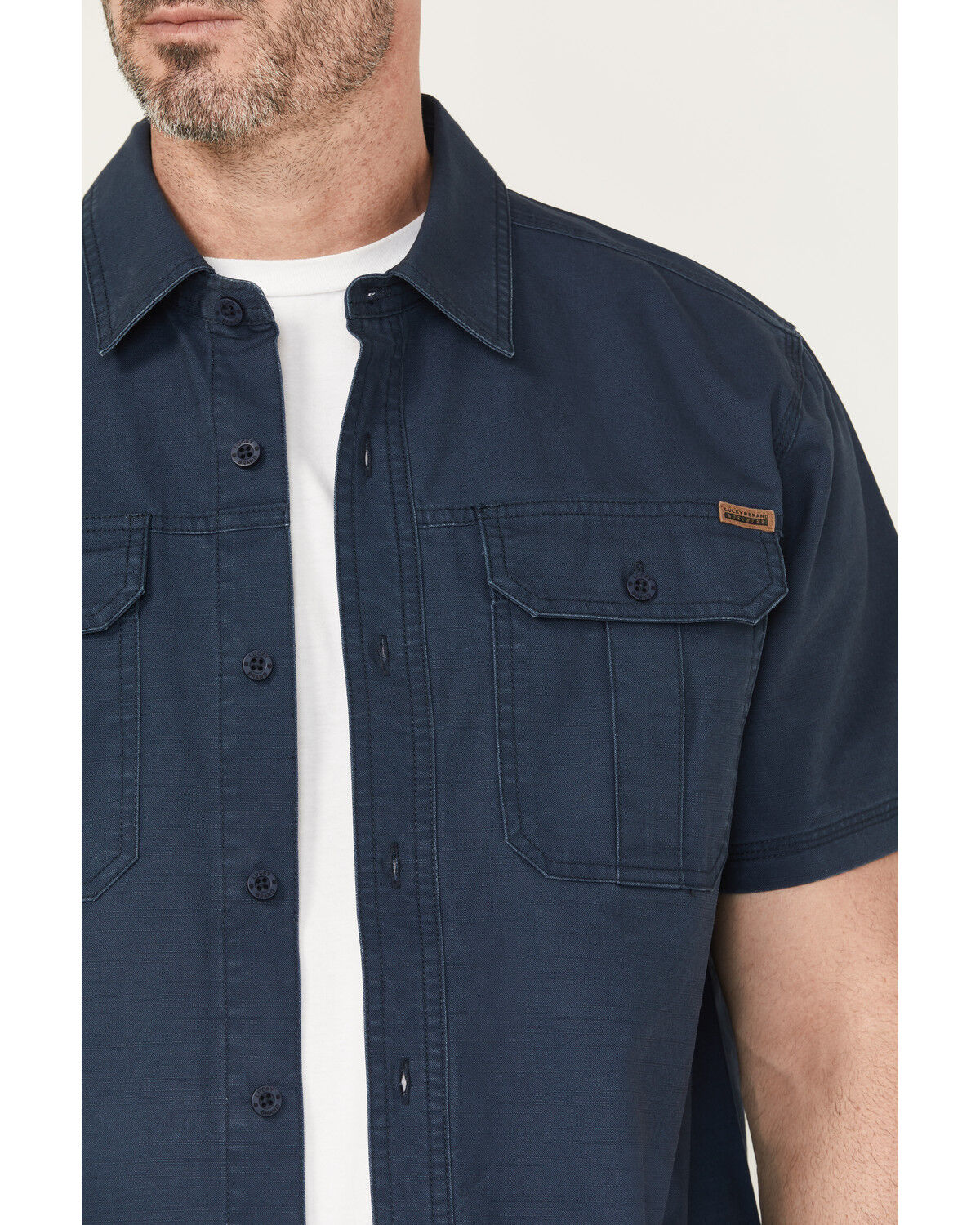 Lucky Brand Workwear Men's Slub Canvas Short Sleeve Button-Down Work Shirt