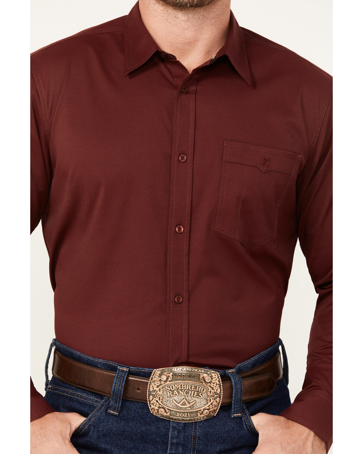 RANK 45&reg; Men's Logo Long Sleeve Button-Down Performance Western Shirt
