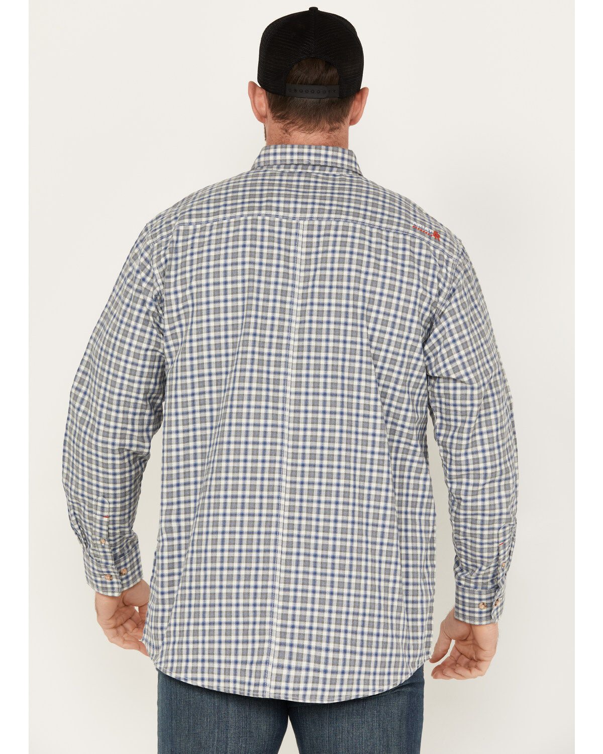 Ariat Men's FR Plaid Print Featherlight Long Sleeve Button Down Work Shirt