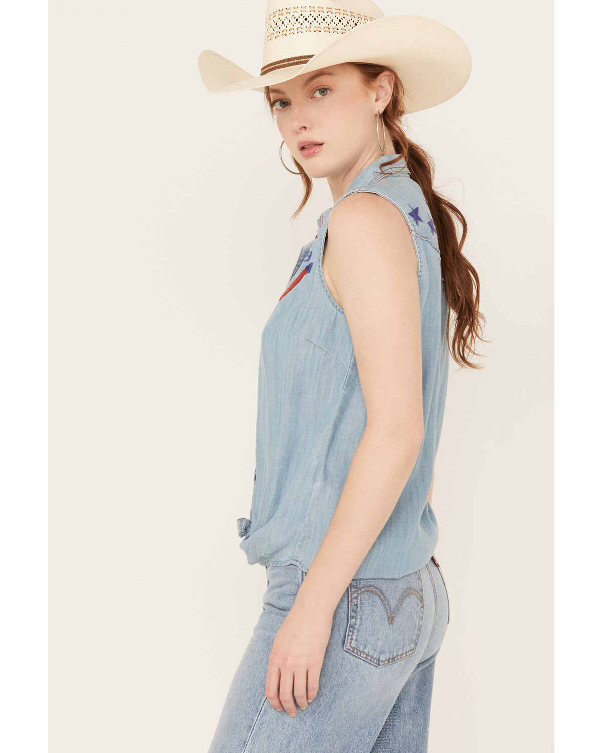 Ariat Women's Liberty Embroidered Button Down Sleeveless Top