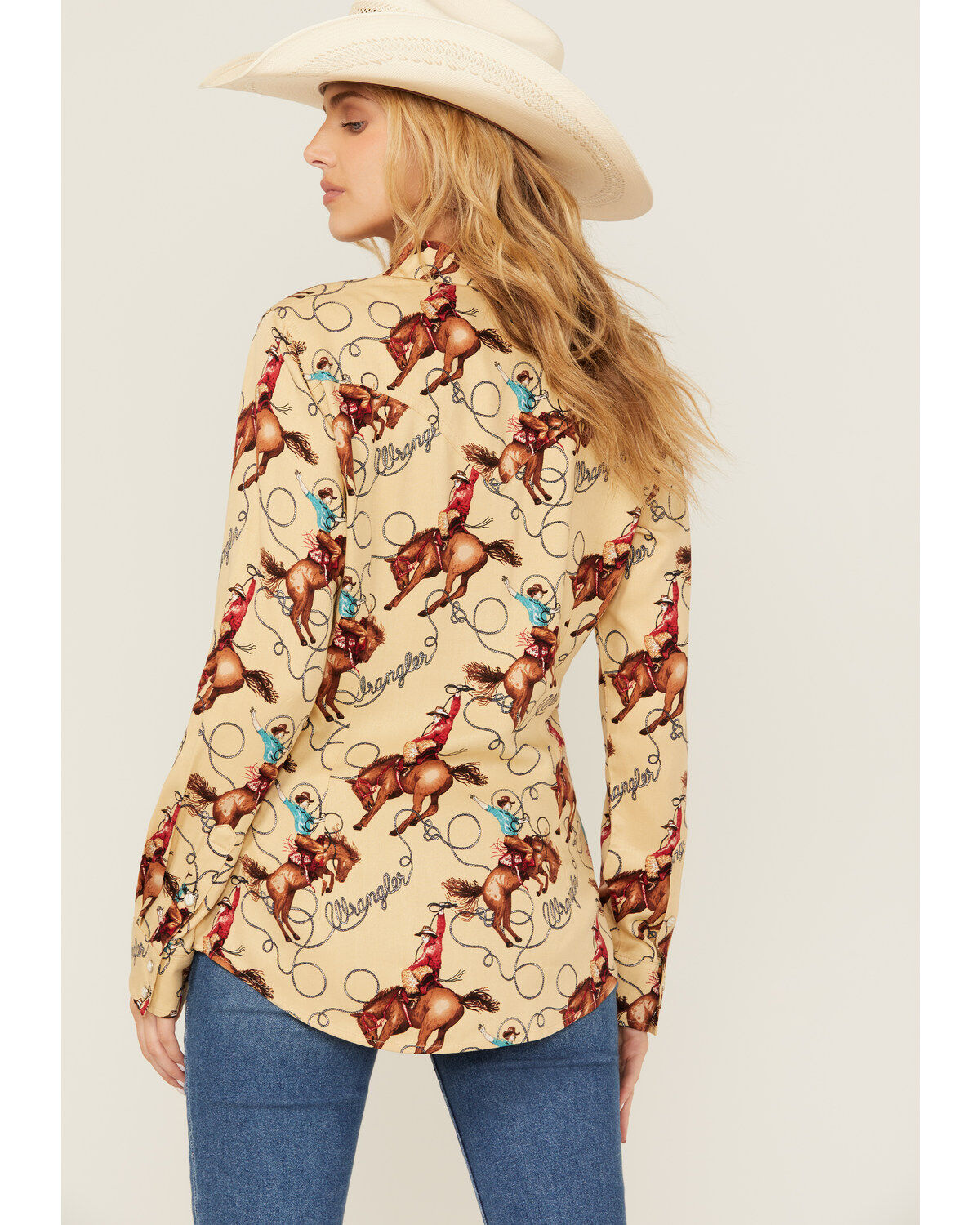 Wrangler Retro Women's Conversation Print Long Sleeve Snap Western Shirt