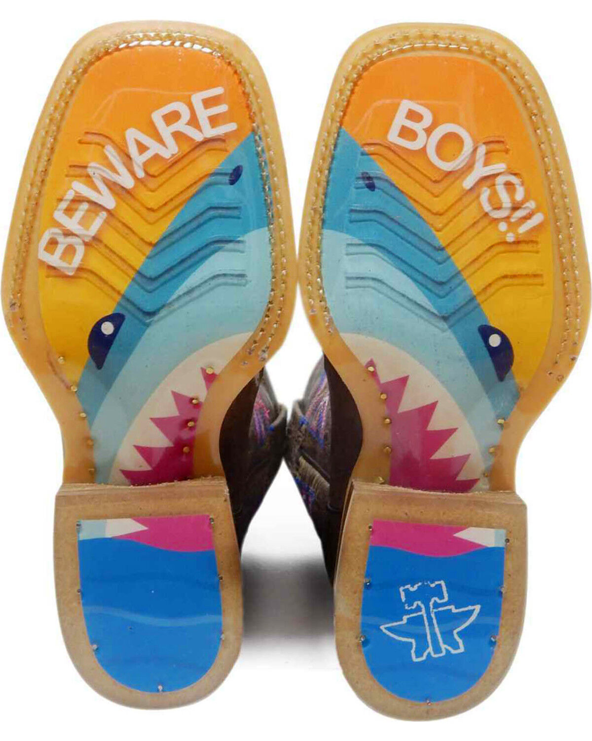 Tin Haul Girls' Tan and Pink Leather Western Boots - Square Toe