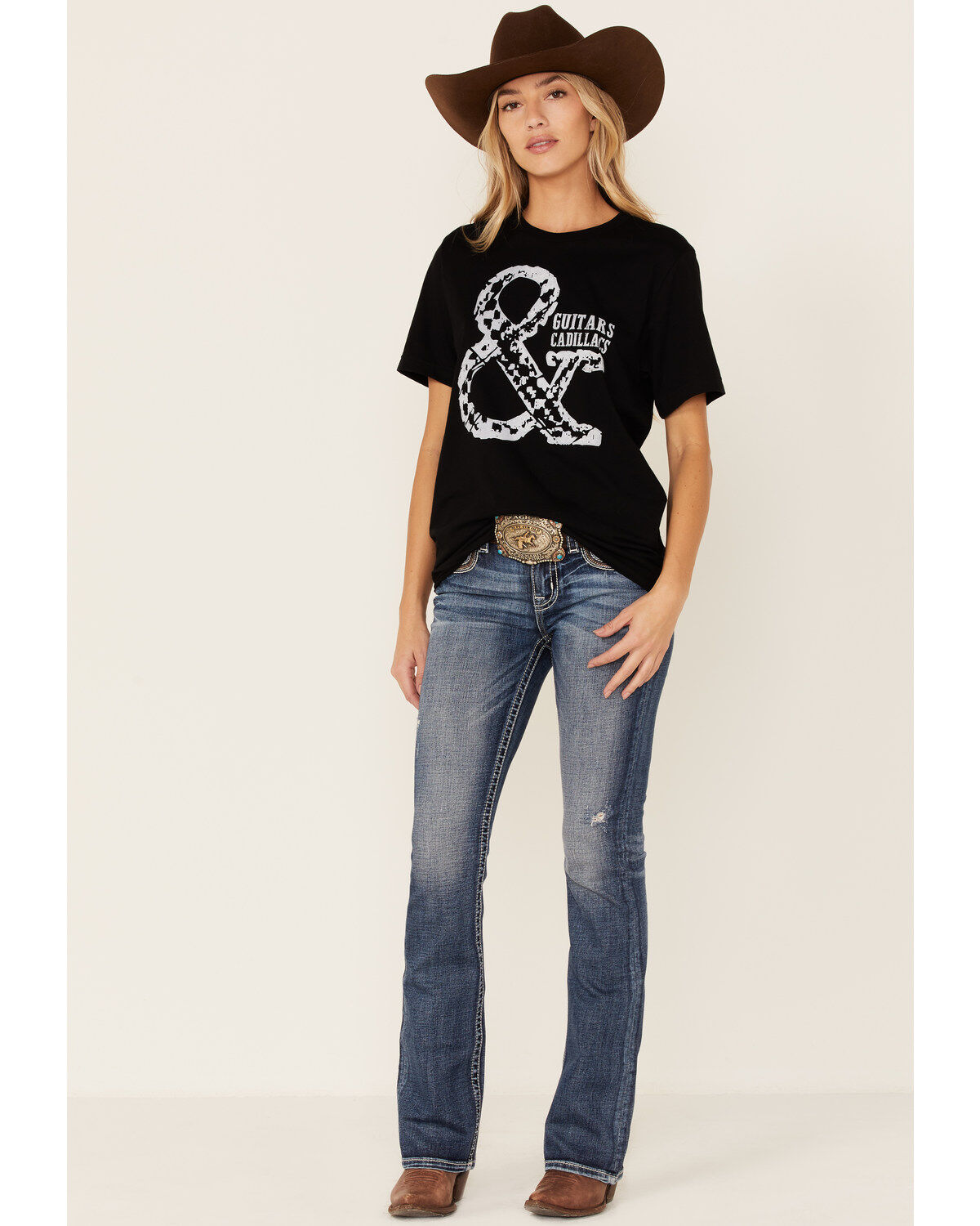 Ruby's Rubbish Women's Guitars & Cadillacs Graphic Short Sleeve Tee