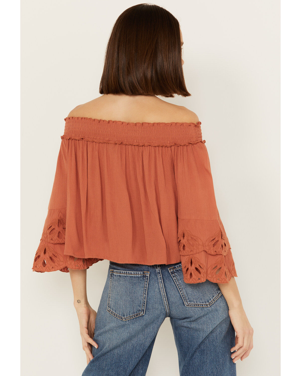 Shyanne Women's Embroidered Cut Out Off The Shoulder Top