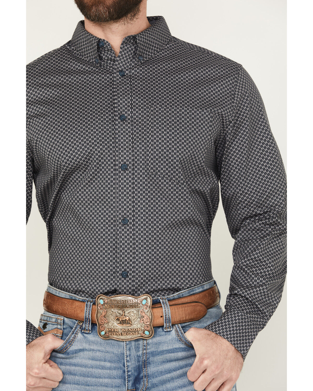 Cody James Men's San Juan Geo Print Long Sleeve Button-Down Stretch Western Shirt