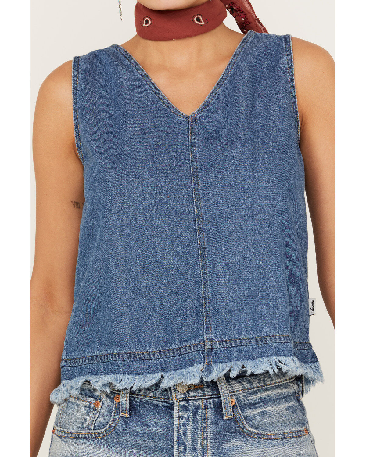 Wrangler Women's Denim Frayed Tank