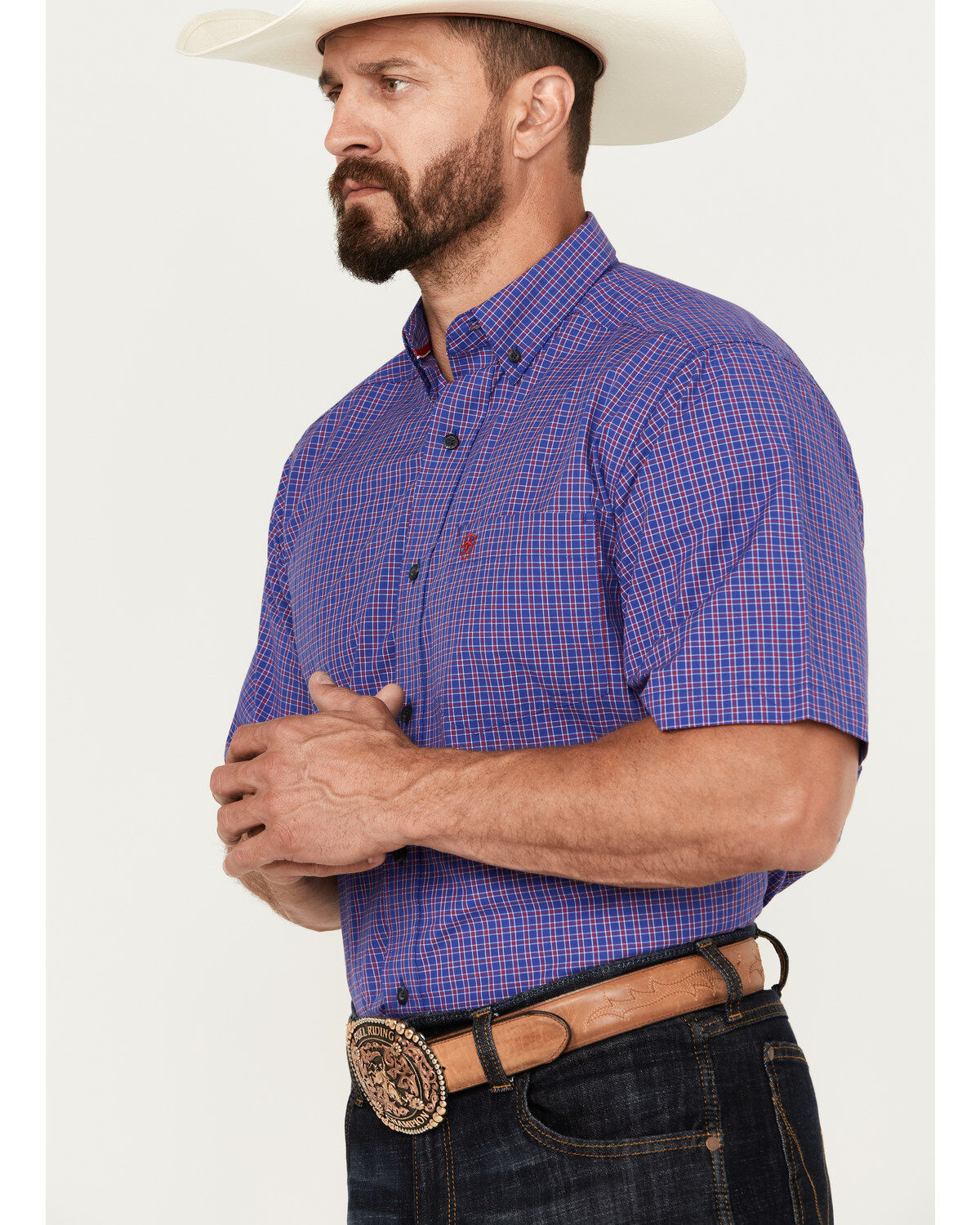 Ariat Men's Jameson Plaid Print Button-Down Short Sleeve Western Shirt