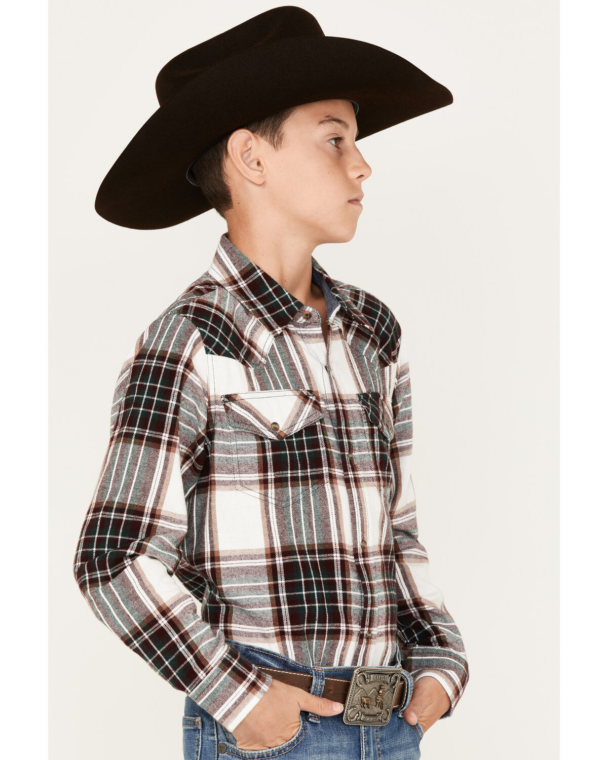 Cody James Boys' Plaid Print Long Sleeve Button-Down Flannel Shirt